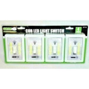 Grip Cob LED Light Switch Battery Operated 200 Lumens Hook and Loop 4-Piece NEW